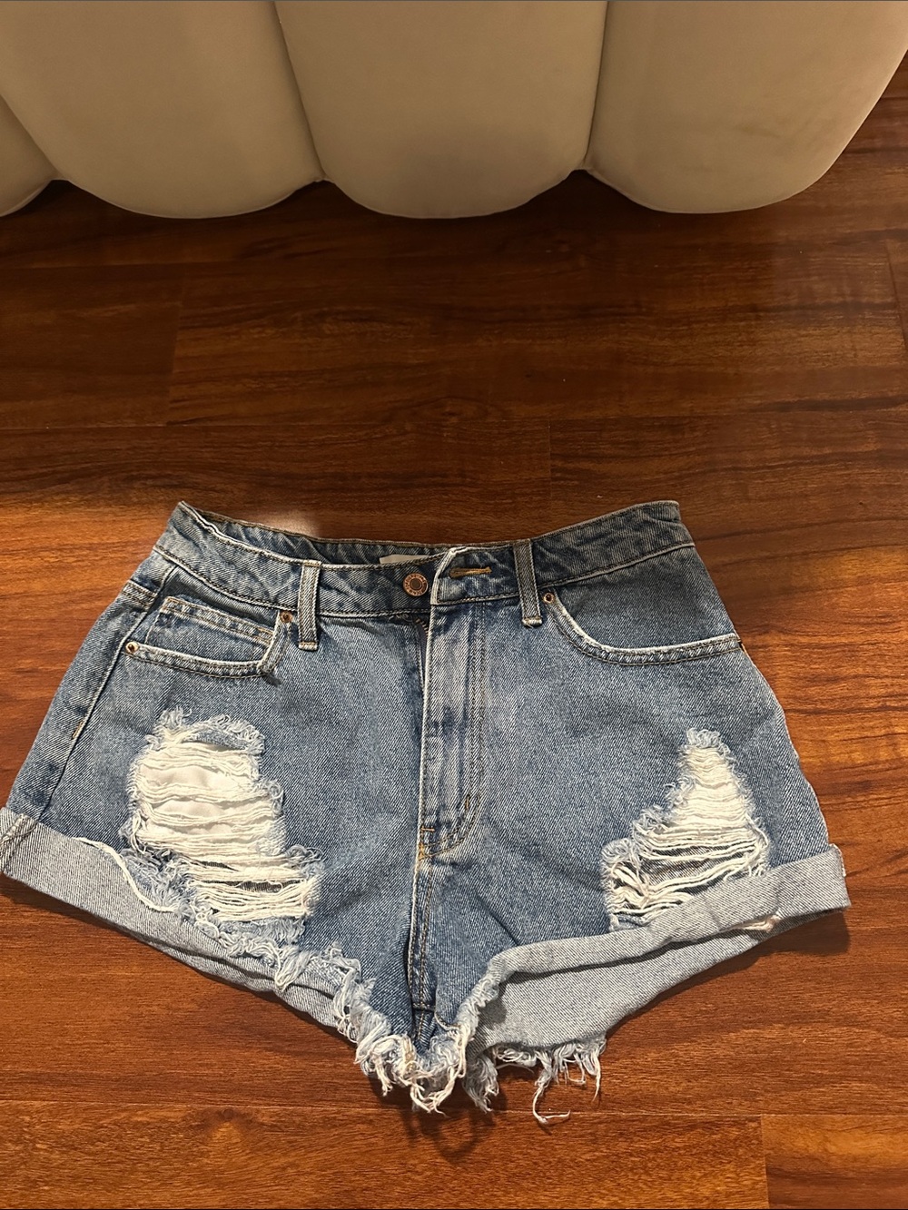 Classic Distressed Denim Shorts